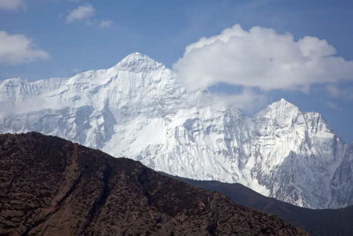 Nilgiri North showing a while, huge vertical face