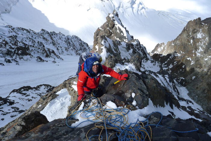 Victor Saunders on a mixed section of a Pakistani peak