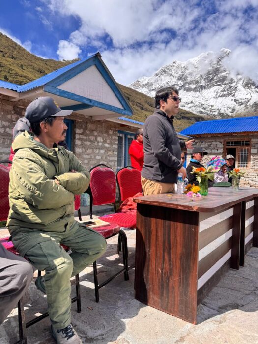 A politician speaks in Samagaon village in the open