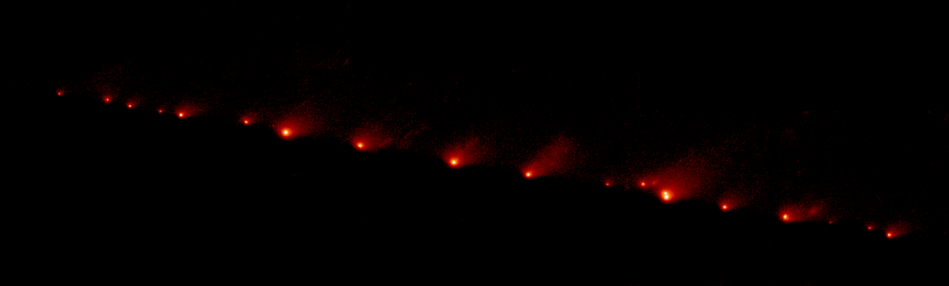 A string of glowing red dots.