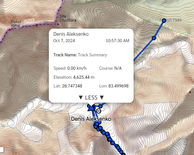 InReach tracker on Dhaualgiri. 