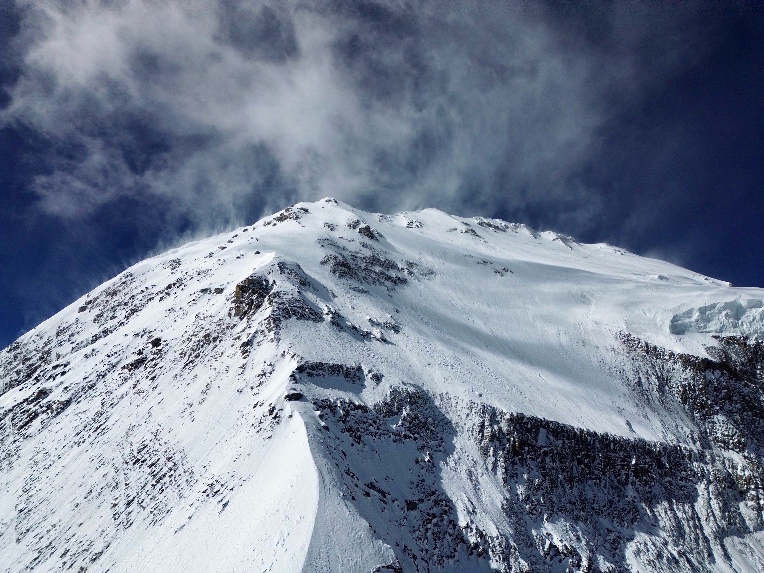 Dhaulagiri summit ridge and the traverse below.