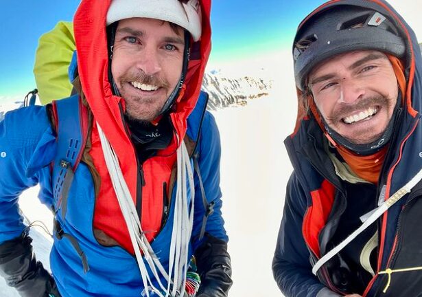 The climbers in alpinist equipment