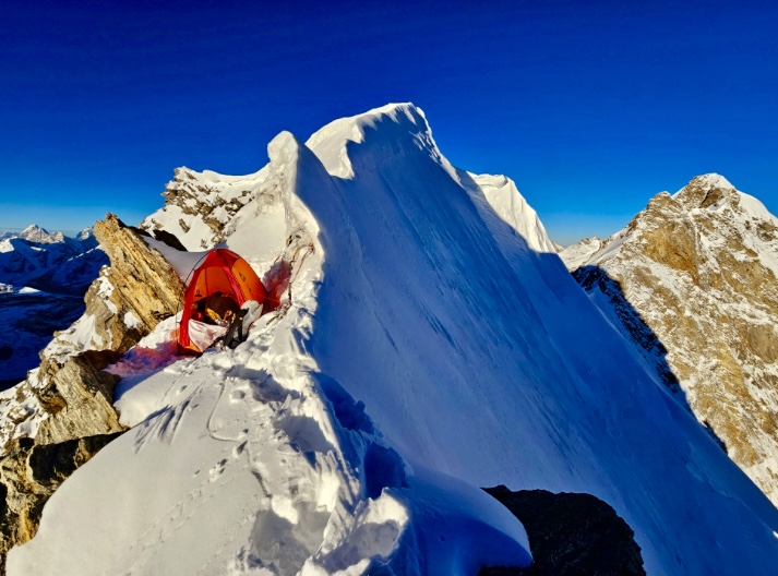 The fourth climbing day on Lalung I, that started with a sunny morning.