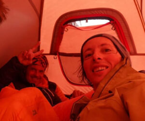 Marek Holecek (left) and Ondro Huserka in their bivy tent.