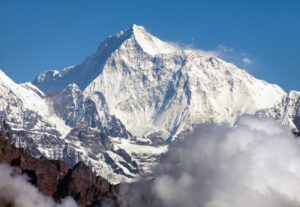 Makalu covered in snow, in a clear day