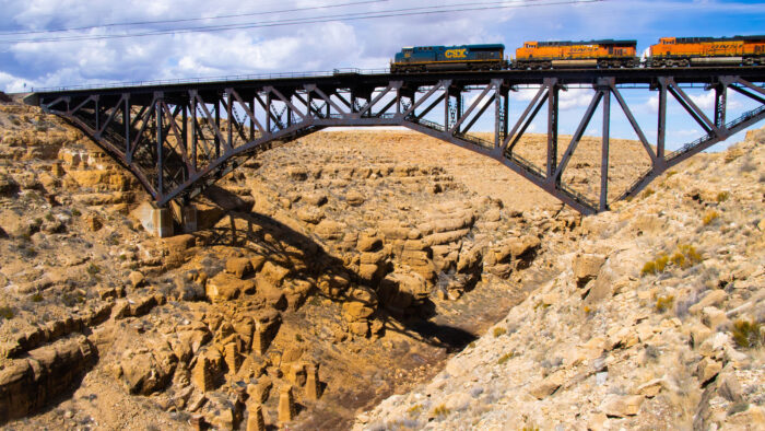 a train crosses a canyon in arizona