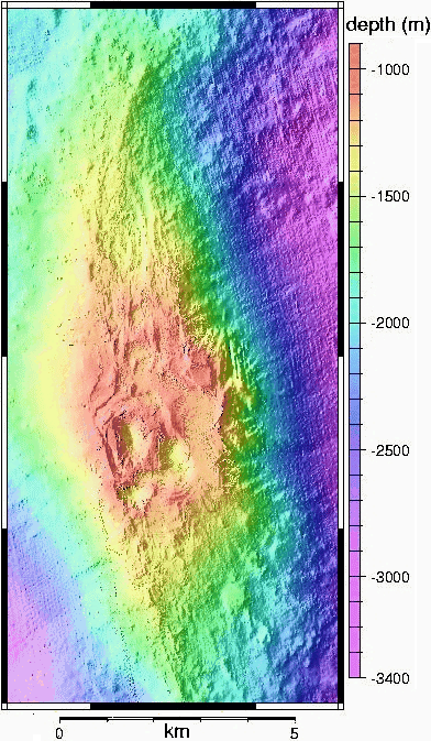 An elevation map of Loihi, the submarine volcano.