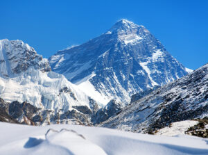 Everest with snow foreground