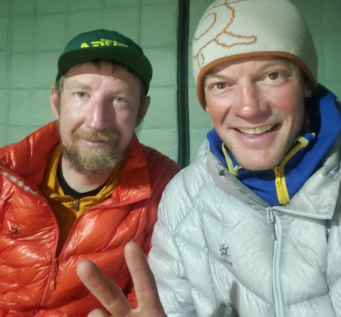 The climbers in a tent at Ama Dablam Base Camp.