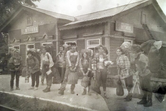 hiking group with gear