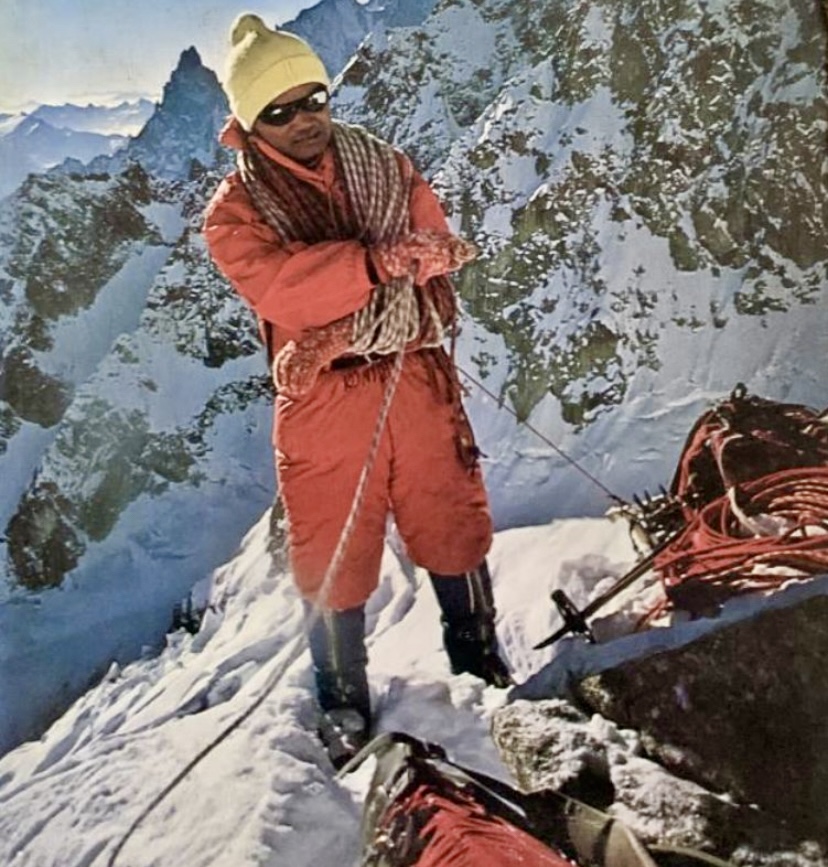 Masatsugu Konishi on the North Face of Grandes Jorasses. 