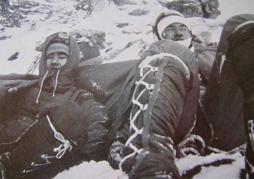 On the North Fasce of Matterhorn. Konishi is on the right. 