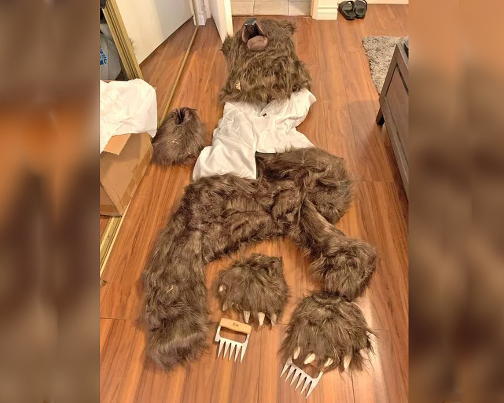 bear costume on floor