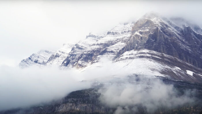 mountains with fog