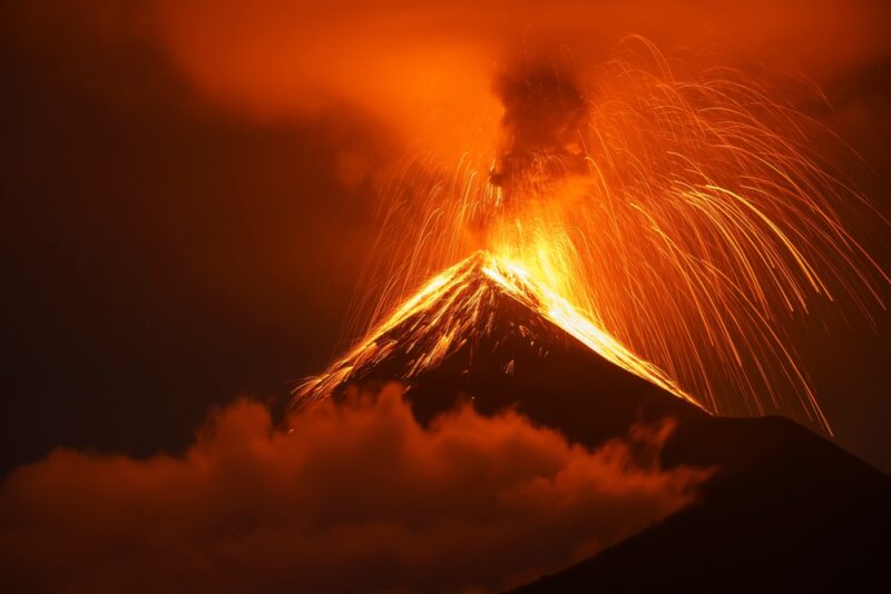 volcano erupting