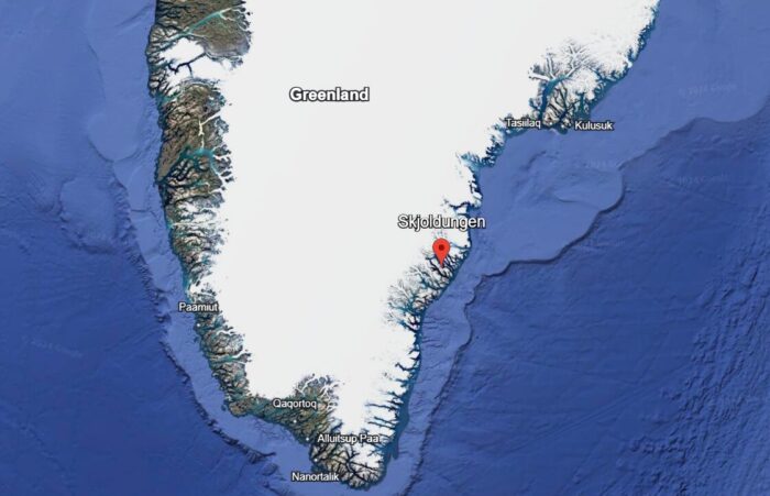 Map of the southen half of Greenland