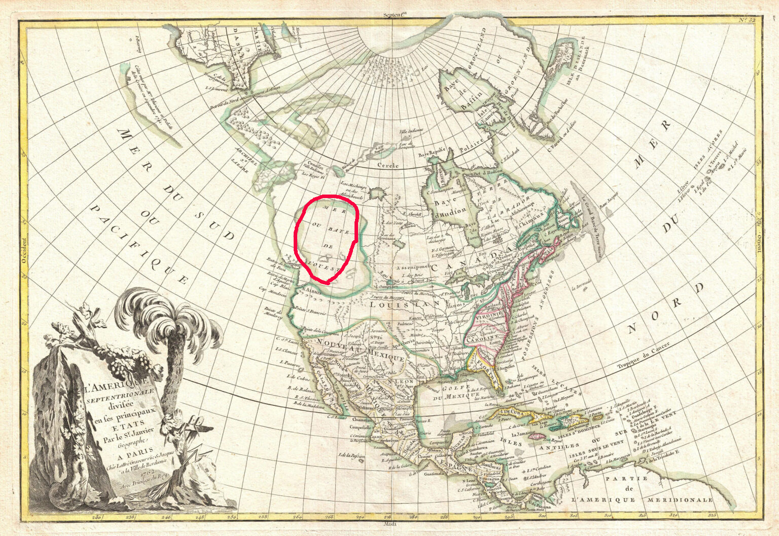 A map from 1762 showing the "Sea of the West