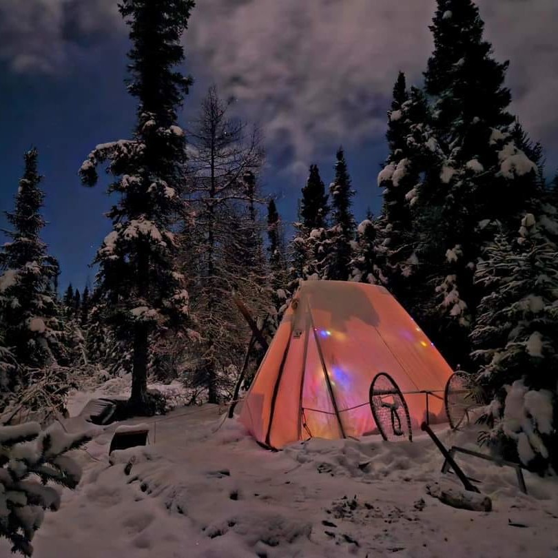 bush tent at night