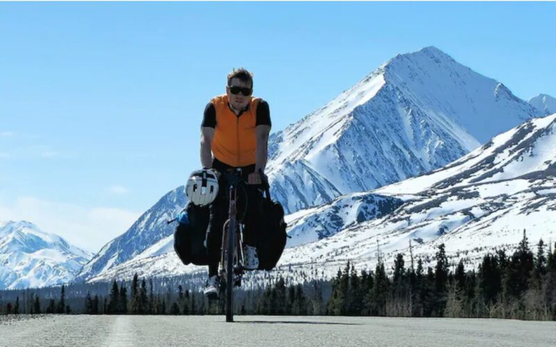 Oli France on a bike