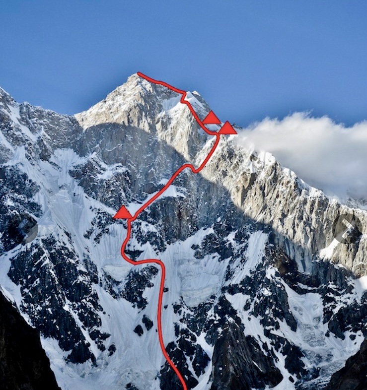 The first ascent route on Kunyang Chhish East, in 2013.