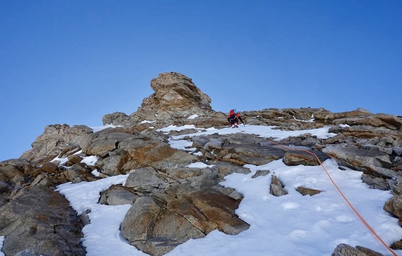 The difficult rocky west ridge of Gasherbrum III.