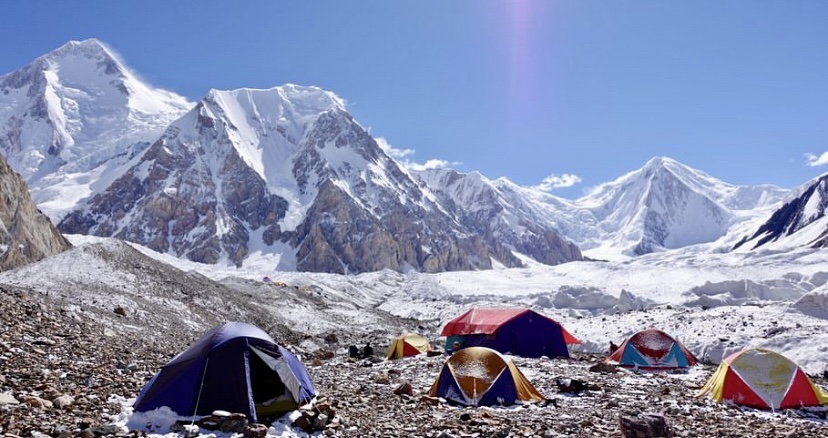 The Gasherbrum Base Camp of Tom Livingstone and Ales Cesen in 2022. 