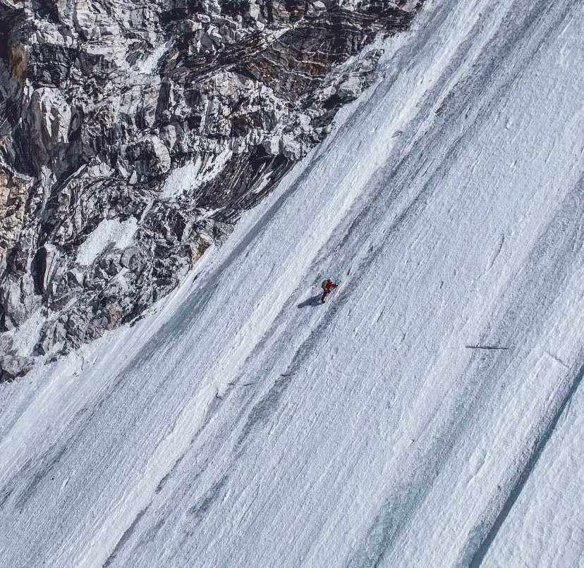 Jost Kobusch climbing up the western shoulder toward the west ridge of Everest, in a previous attempt.