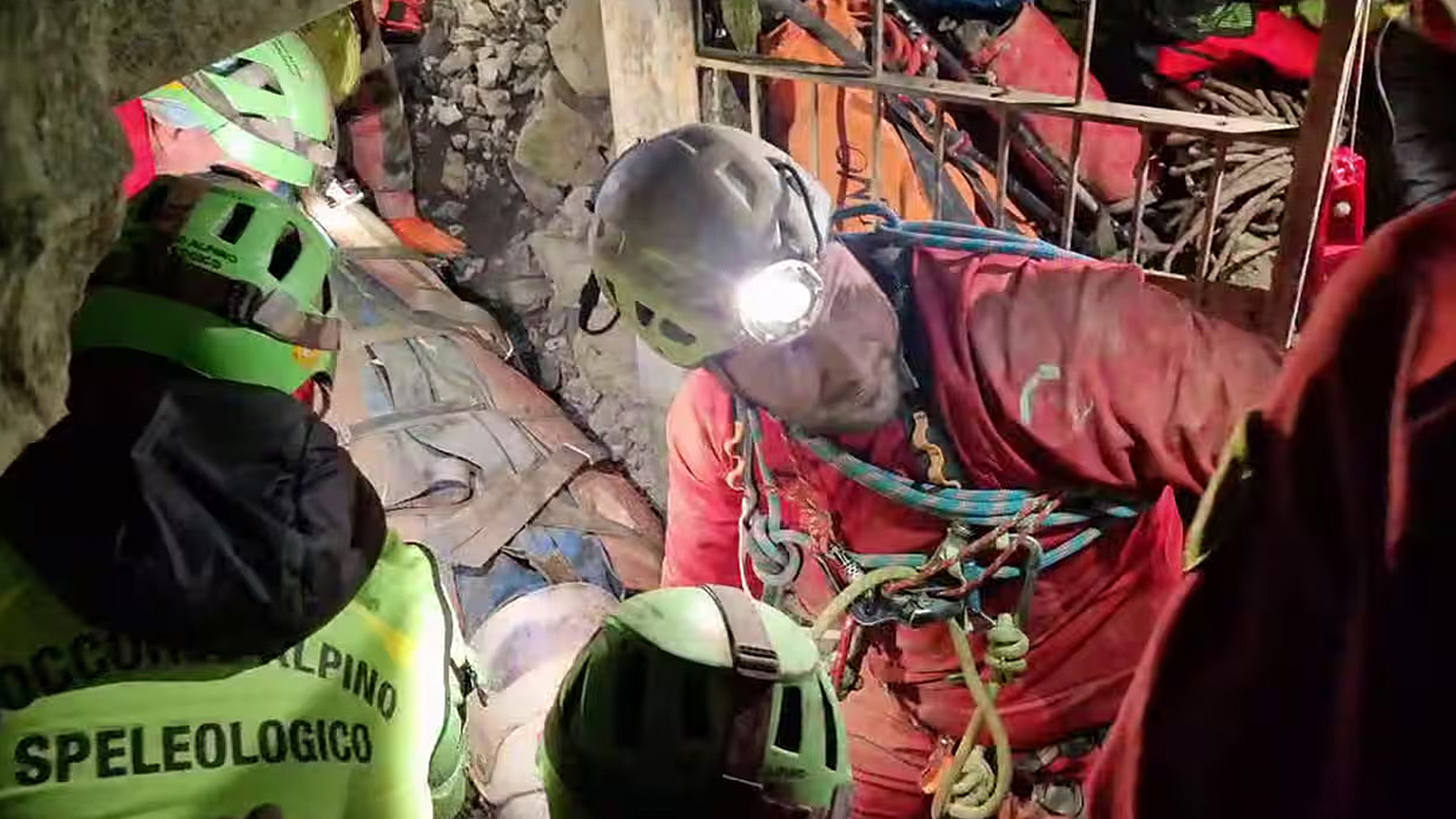 a team of cave rescuers