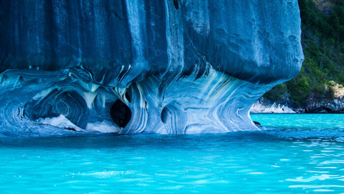 blue, green, and white marble caves