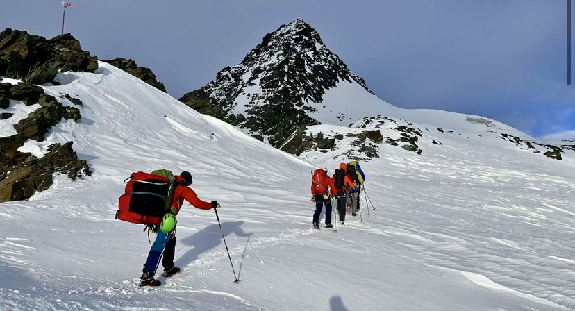 Rescuers ascending