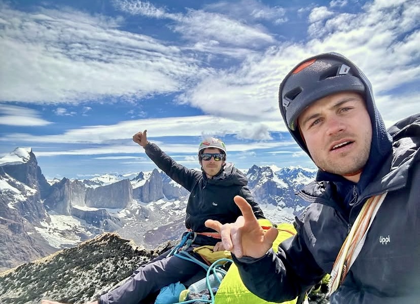 Hernan Salas and Sebastian Pelletti on the summit of Mascara. 