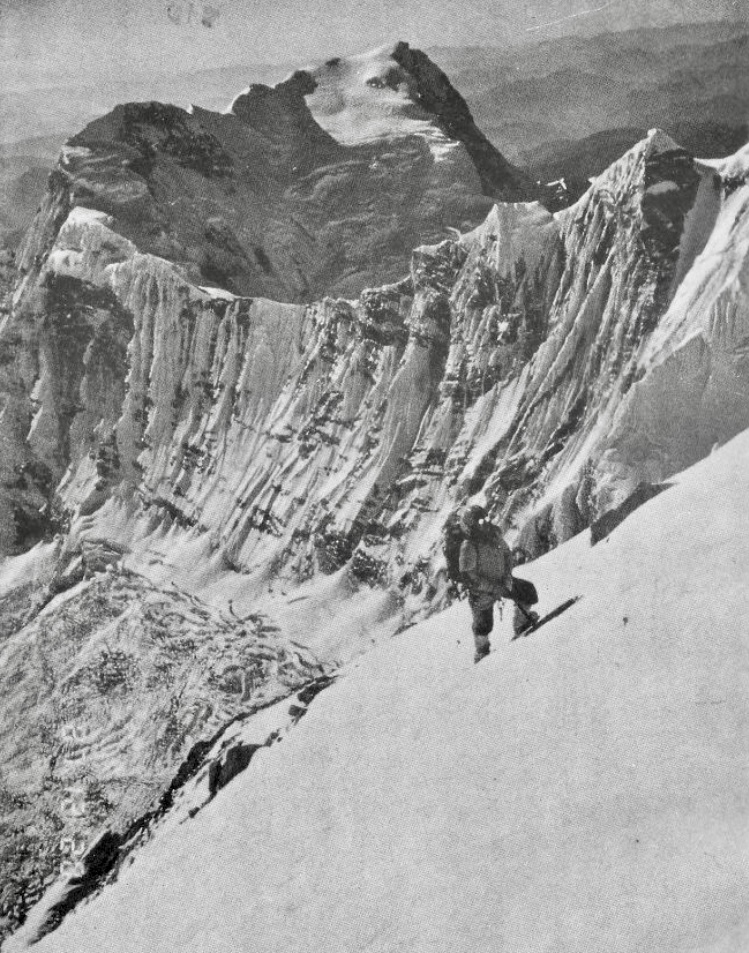 Annaourna South, from Mini rock-Band on the south face of Annapurna I in winter.