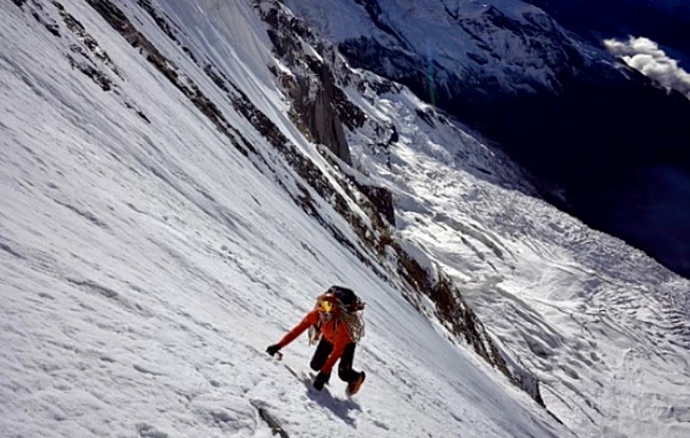 Ulei Steck on the South Face of Annapurna I, in the autumn of 2013. 