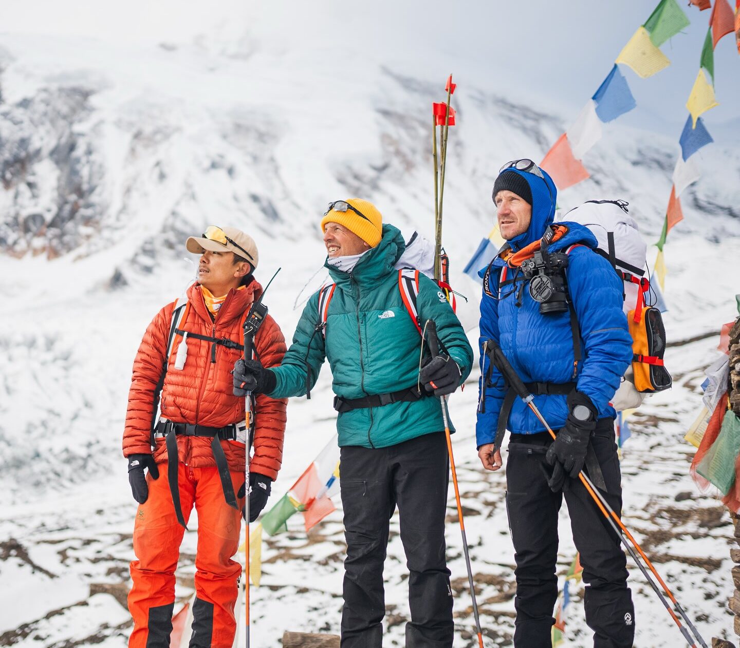 Climbers at base camp on Winter Manaslu