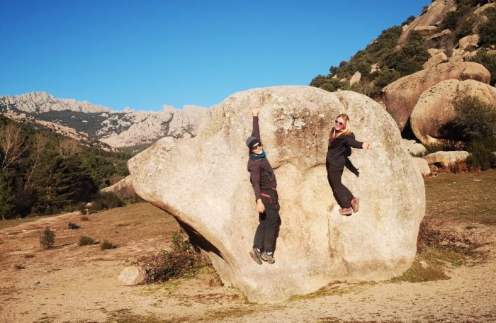 The wrights hanging on a granite boulder