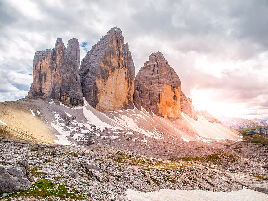 trio of peaks in the Dolomites