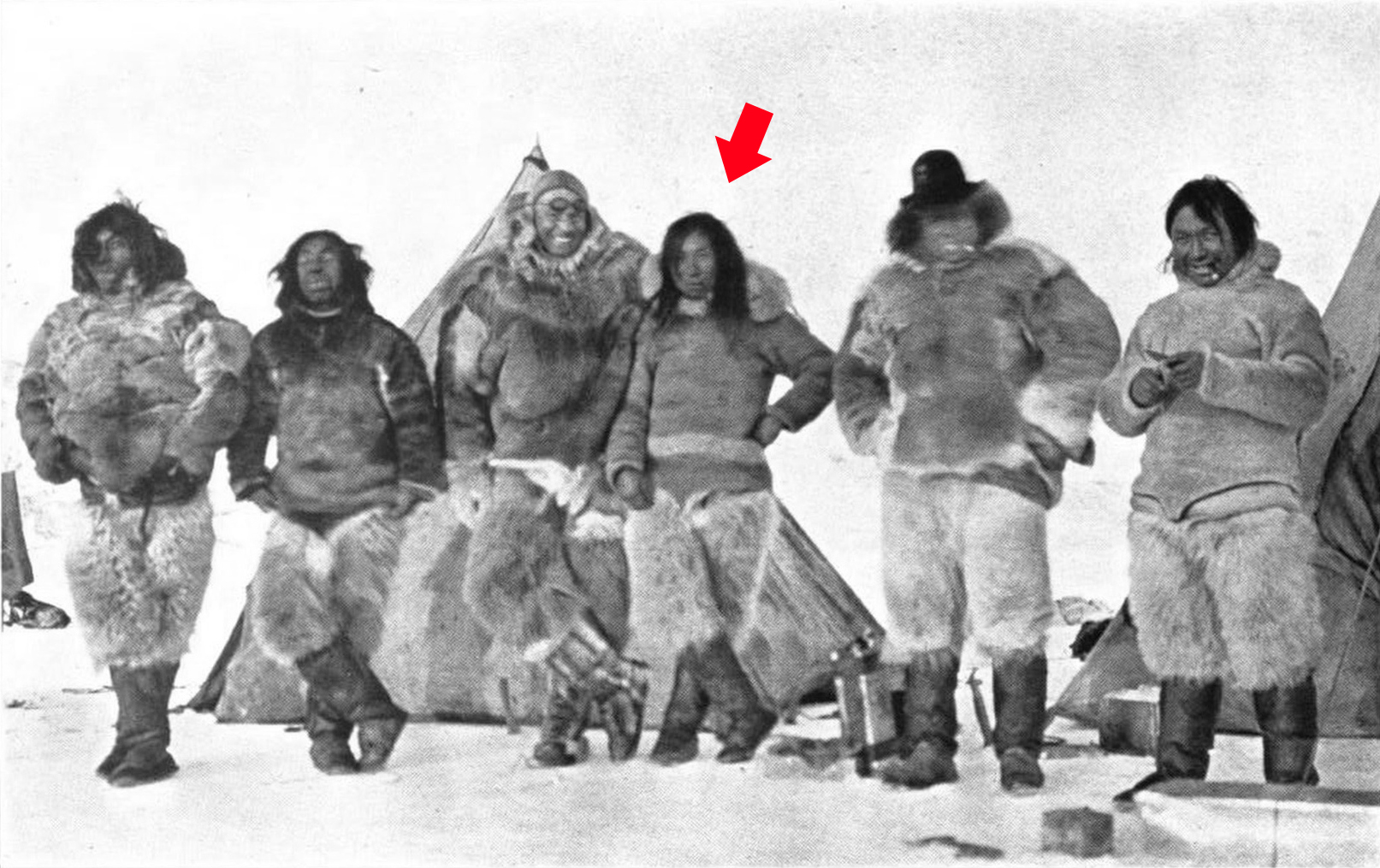 arctic explorer and Inuit in furs