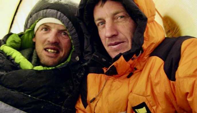 Simone Moro (left) and Denis Urubko during their successful winter ascent of Makalu.