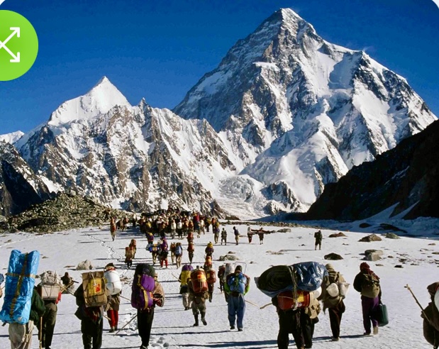 The Dutch team heading to the Base Camp of K2. The expedition was a big group, as they had a staff too that wanted to record their climb.