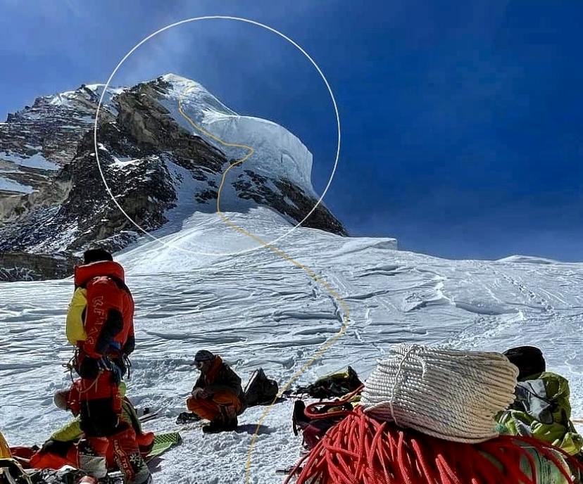 K2 and its Bottleneck traverse seen from Camp 4.