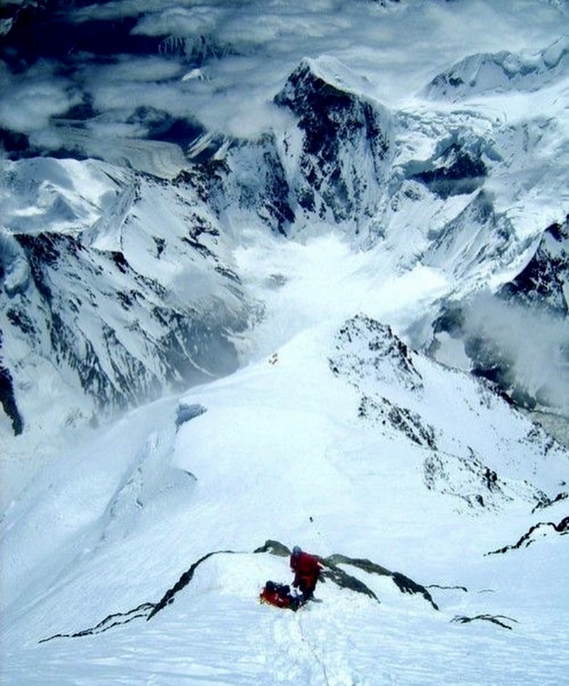 View from the lower reaches of the Bottleneck on K2. 