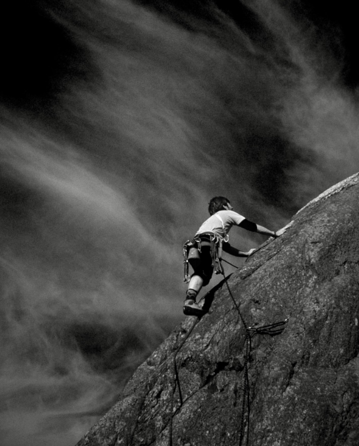 A climber on the Tennis Shoe route. 