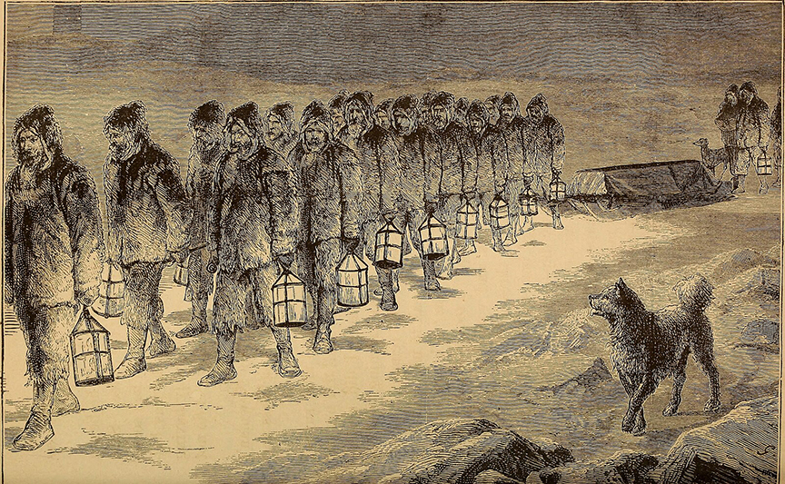 An artist's rendition of Hall's funeral procession.