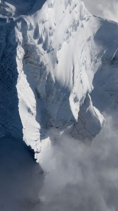 Summit of Mt Robson seen by a drone