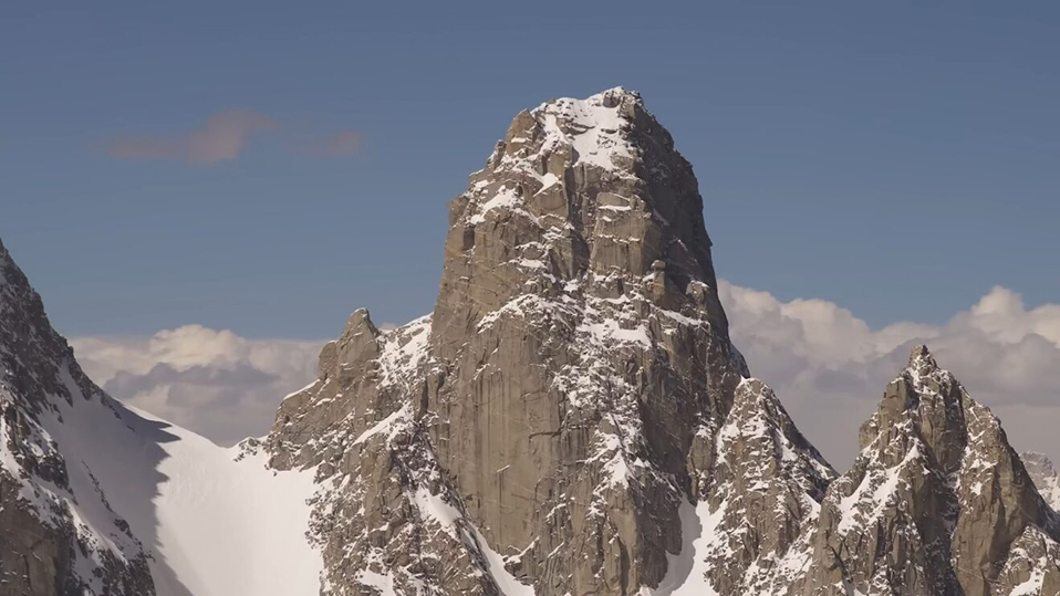 tower of snowy rock