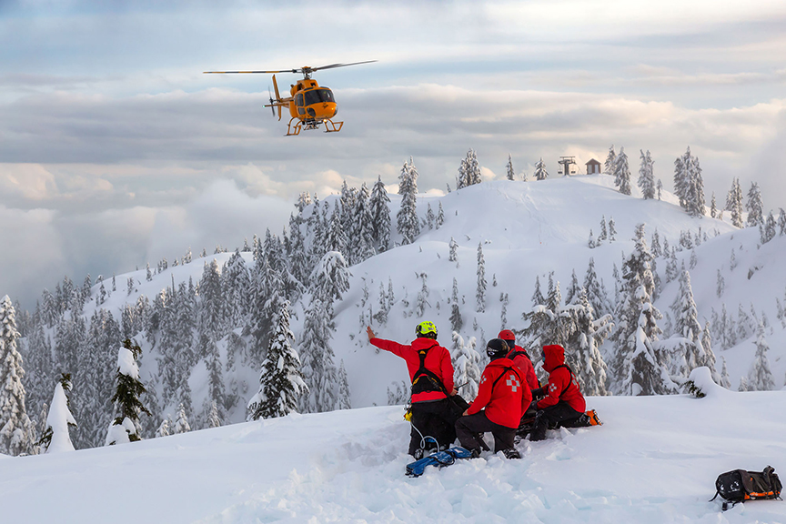 mountain rescue with helicopter