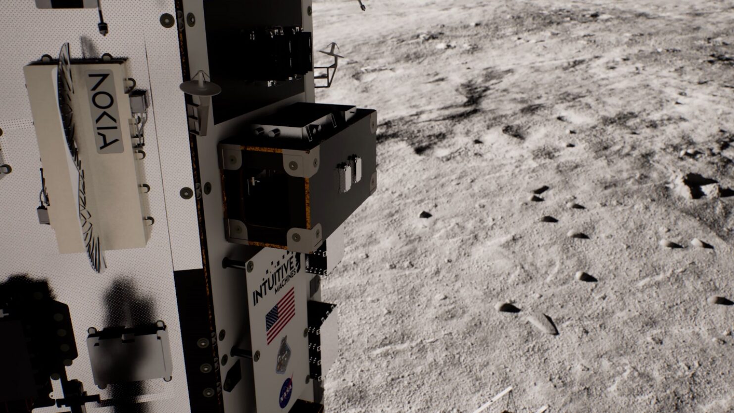 A 3d render of the a lunar lander on the moon