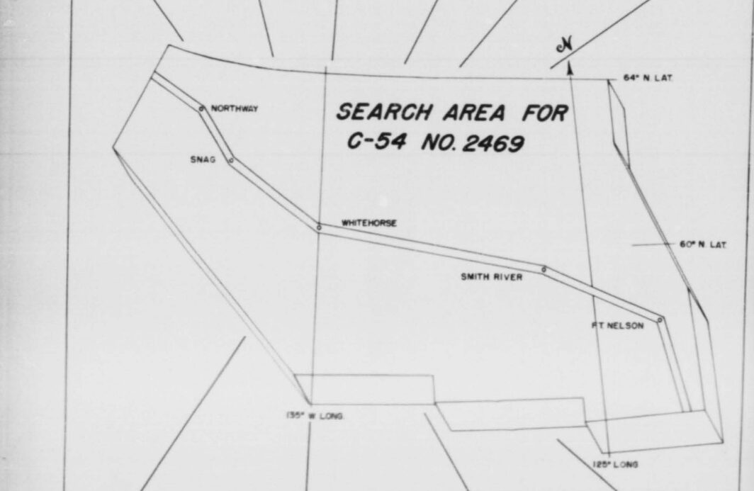 A map showing the search area