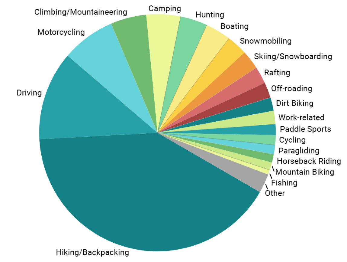 A pie chart showing the distribution of activities.